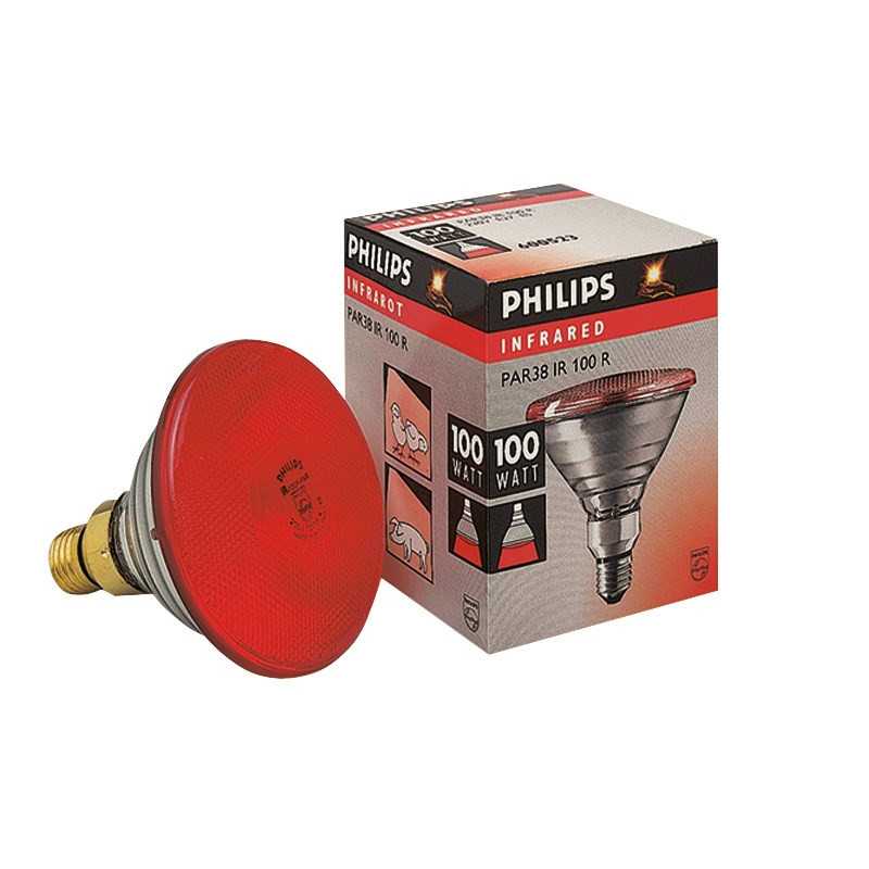 Philips varmepære, economy 100W, rød
