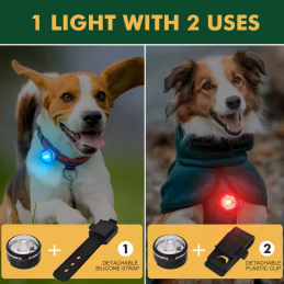 LED lys til hund, ryggsekk, barnevogn etc. Oppladbar multifeste.