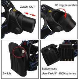 Hodelykt 1000lm 29mm Sort AA